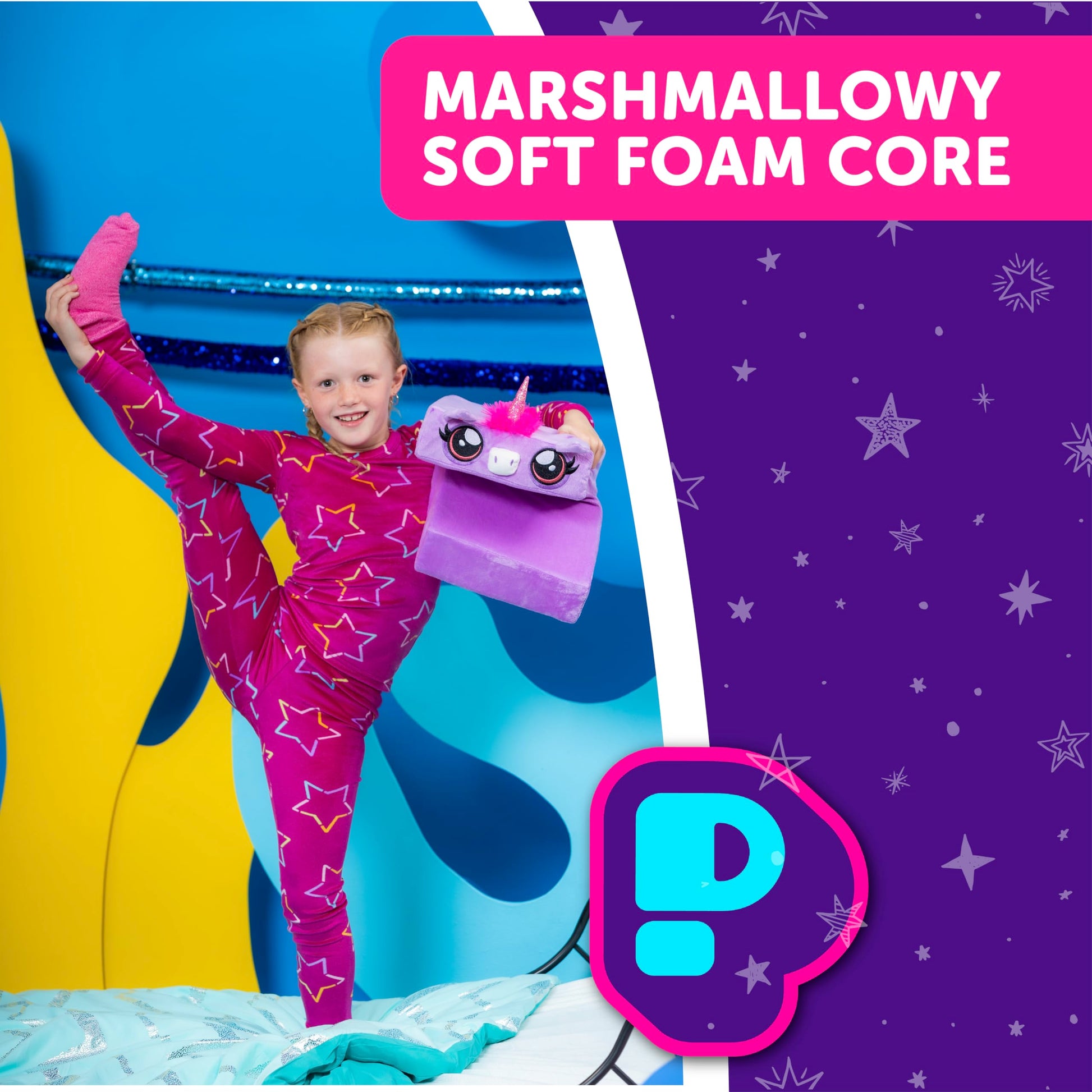 Pillow Cube Kid Cube - Toddler Pillow, Animal Pillows for Kids, Plush Pillows for Sleeping, Plushies, Memory Foam - Crystal, Unicorn Pillow
