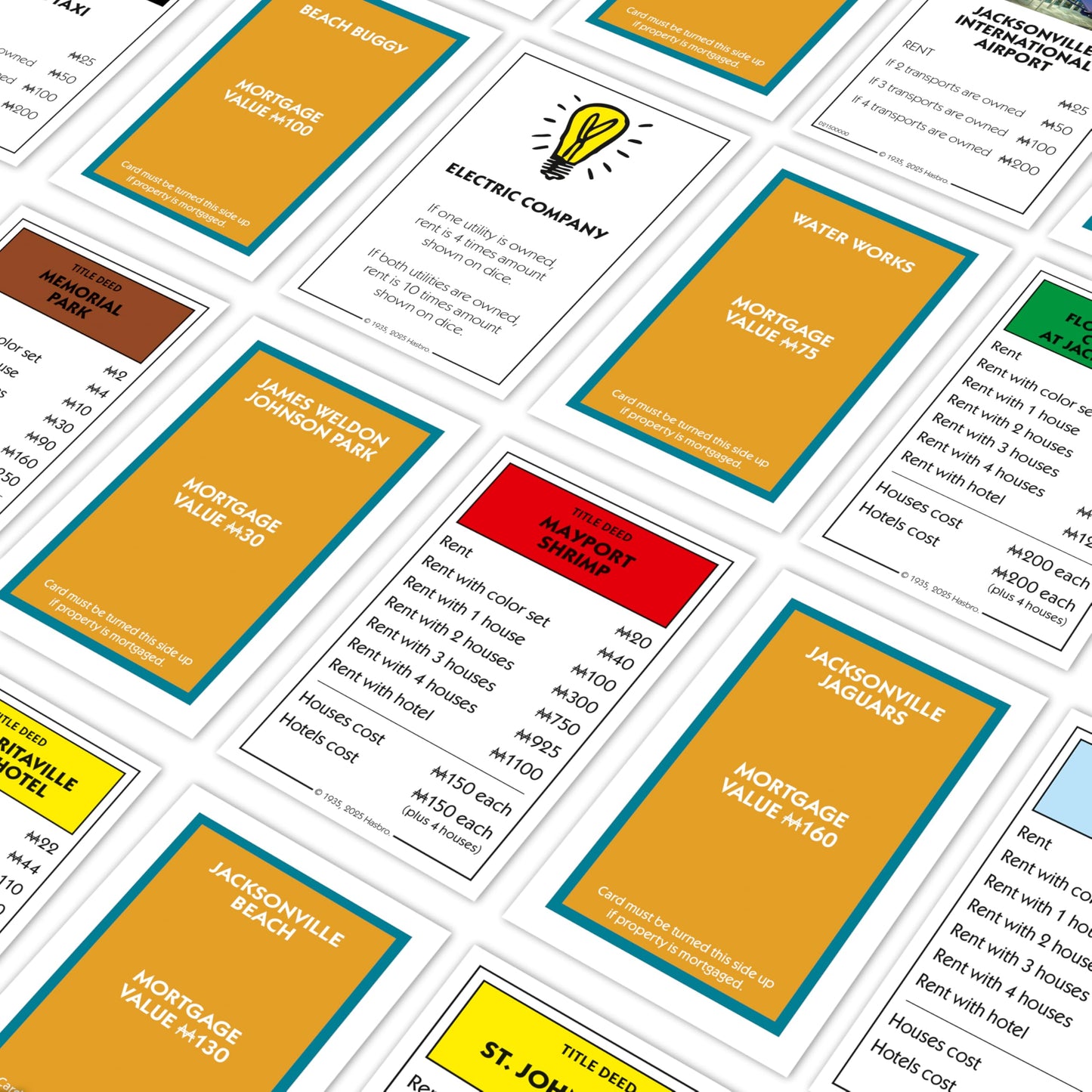 Monopoly Board Game - Jacksonville, FL Edition: 2-6 Players Family Board Games for Kids and Adults, Board Games for Kids 8 and Up, Ideal for Game