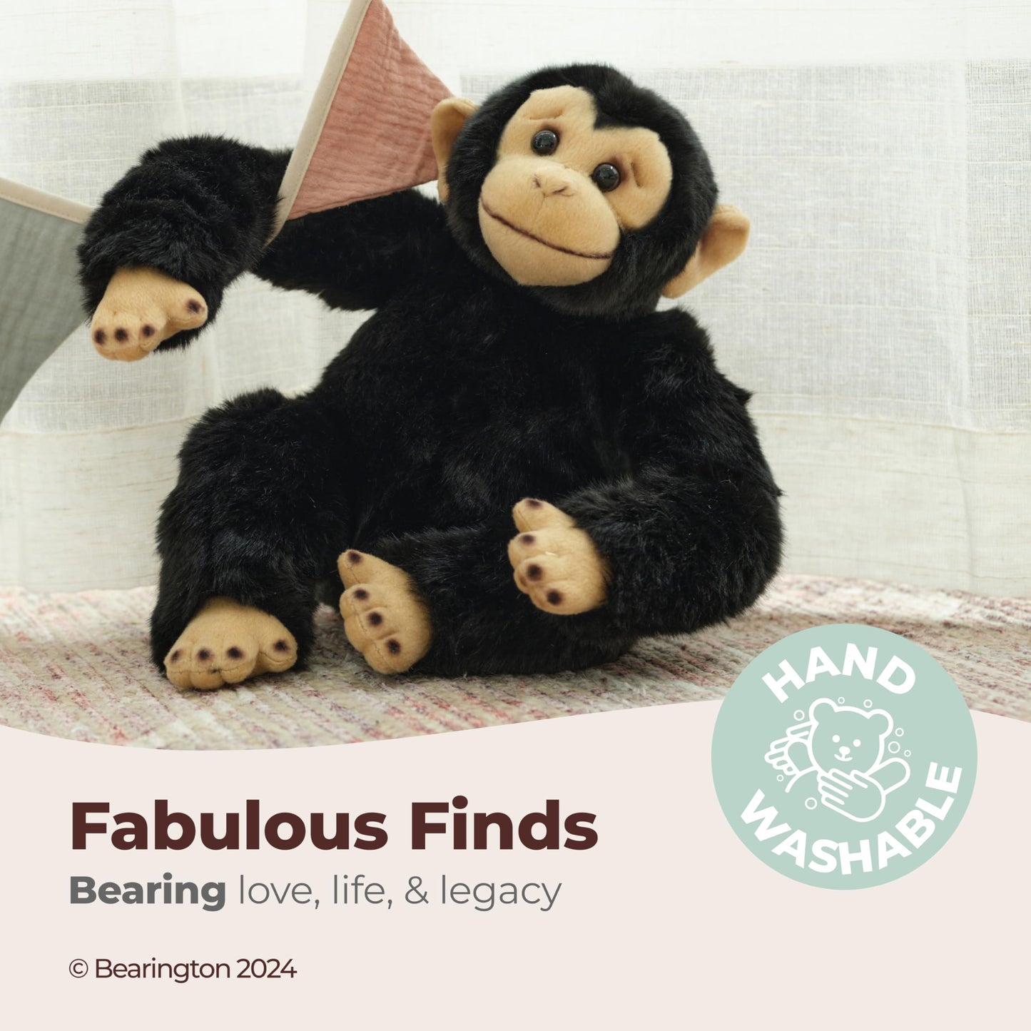 Bearington Bing The Stuffed Monkey Plush - 10.5" Chimpanzee Plush Toy with Soft Fur and Lifelike Features - Adorable Stuffed Animal Monkeys Cuddly