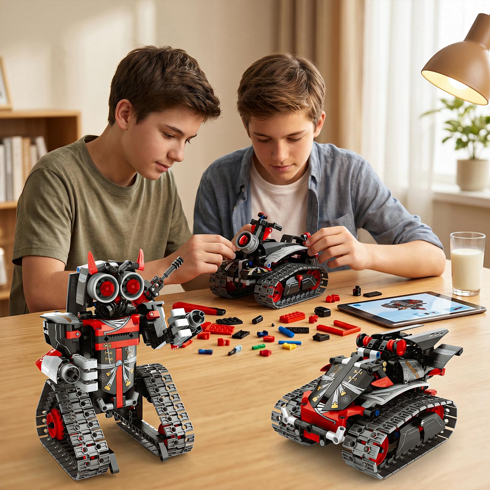 EXCOUP Remote Control Robot Building Kit for Boys 6-12, 3-in-1 STEM Remote & APP Controlled Coding Gear Robot/Tank/RC Car, 419 Pcs Science Learning