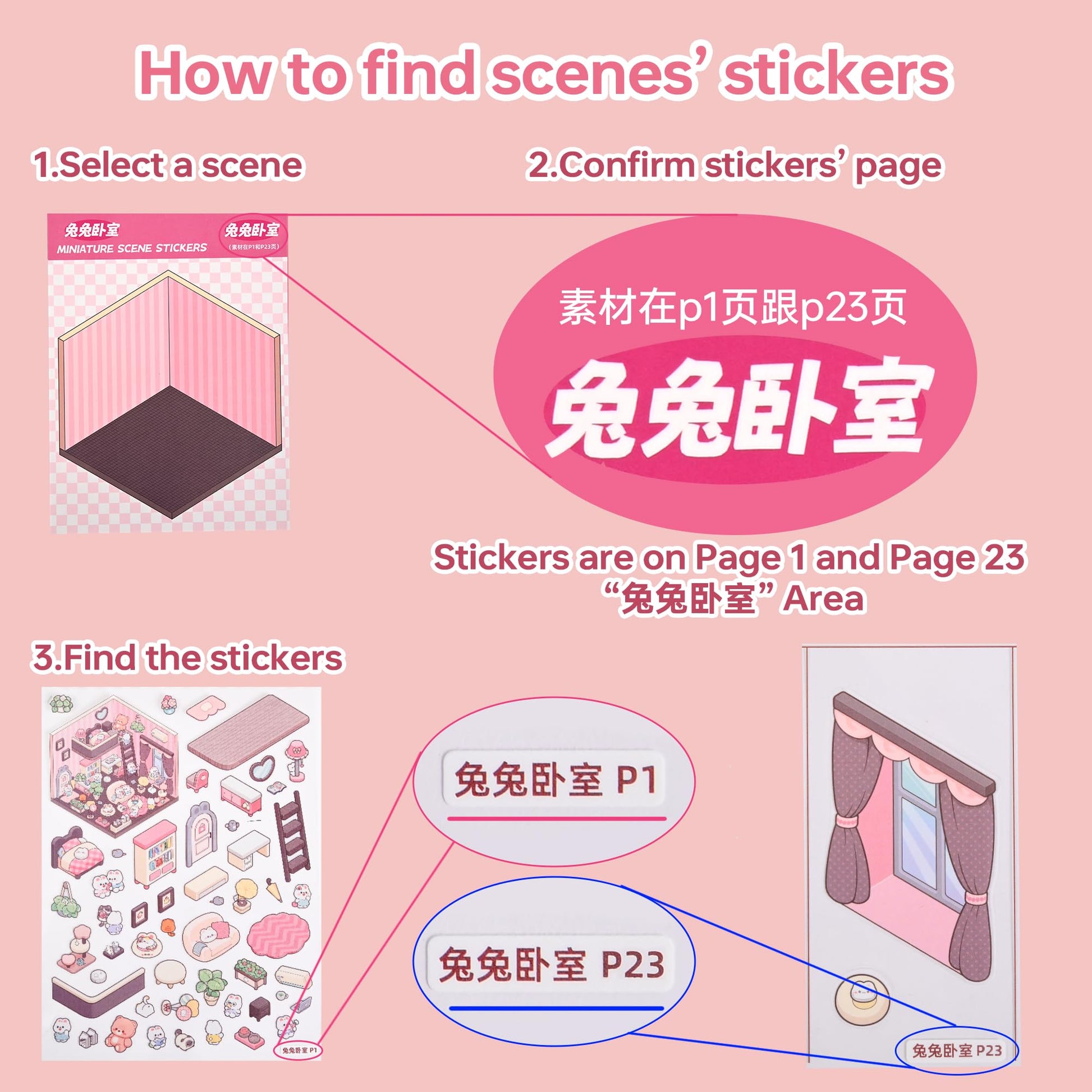 BESKIT 2 Books 3D Scene Stickers, 40 Sets DIY Stickers Scene for Relaxing Pass The Time, Make Your Own Cute Sticker Scenes Book (Style1)