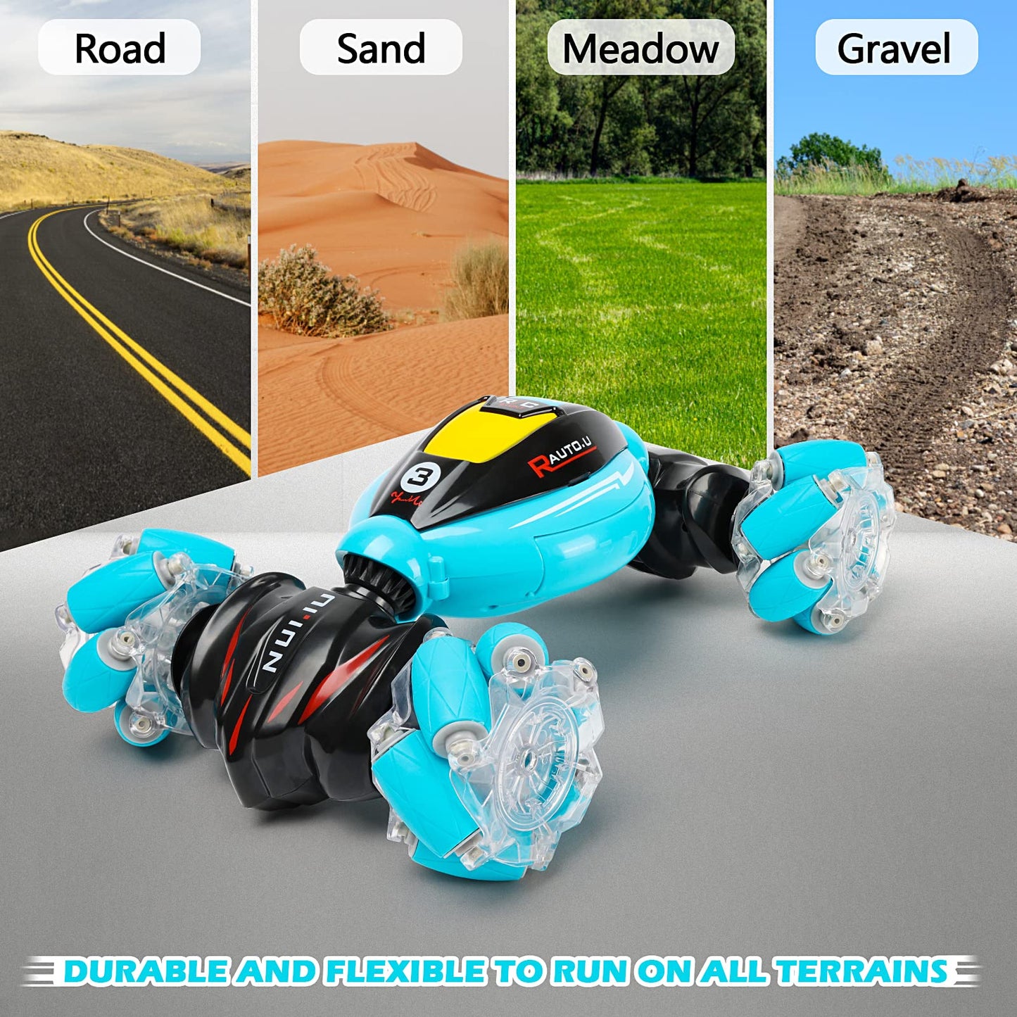 DDAI Gesture Sensing RC Stunt Car, 2.4GHz 4WD Hand Controlled & Remote Control Transforming Vehicle with 360° Flips, Birthday Toy Gifts for Boys Ages