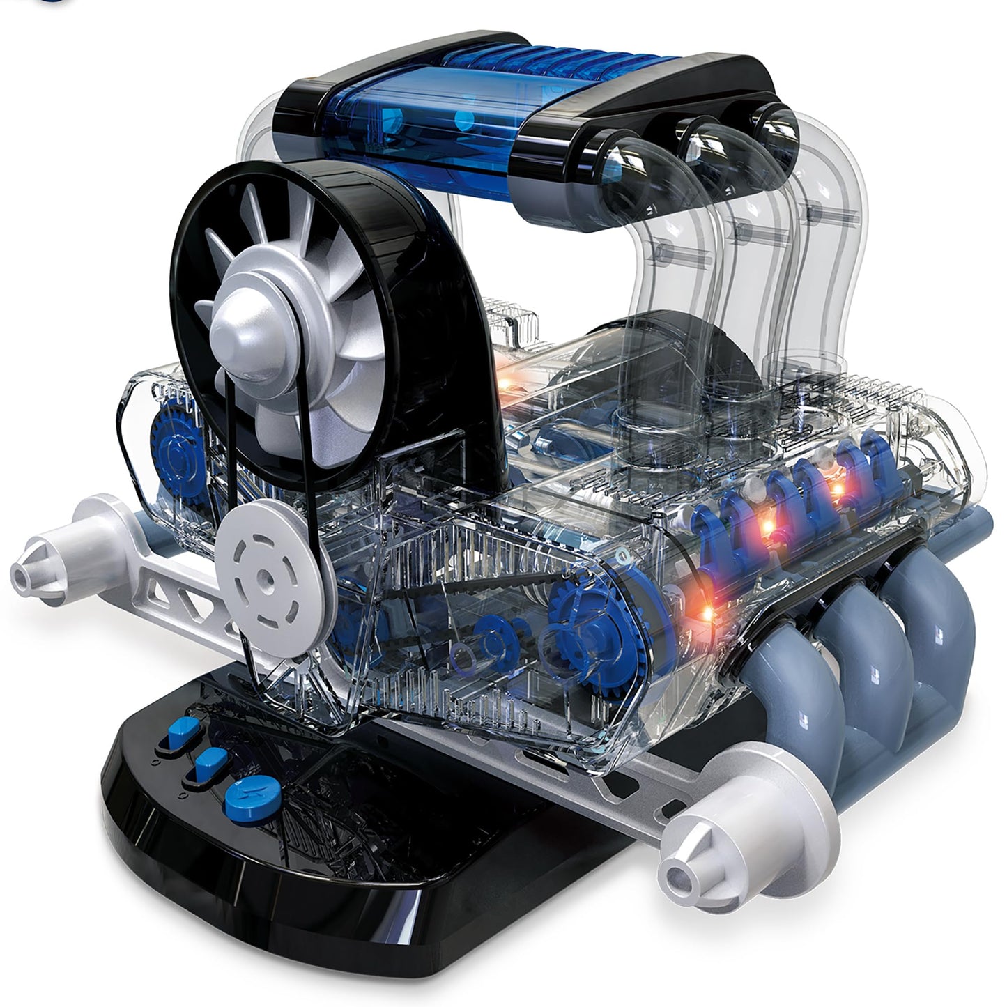 Dr. STEM Toys Model Engine Kit for Boys & Girls Ages 12+, Realistic Replica Flat 6 Motor Has Over 320 Parts, Real Motorized Action, LED Lights & Sound