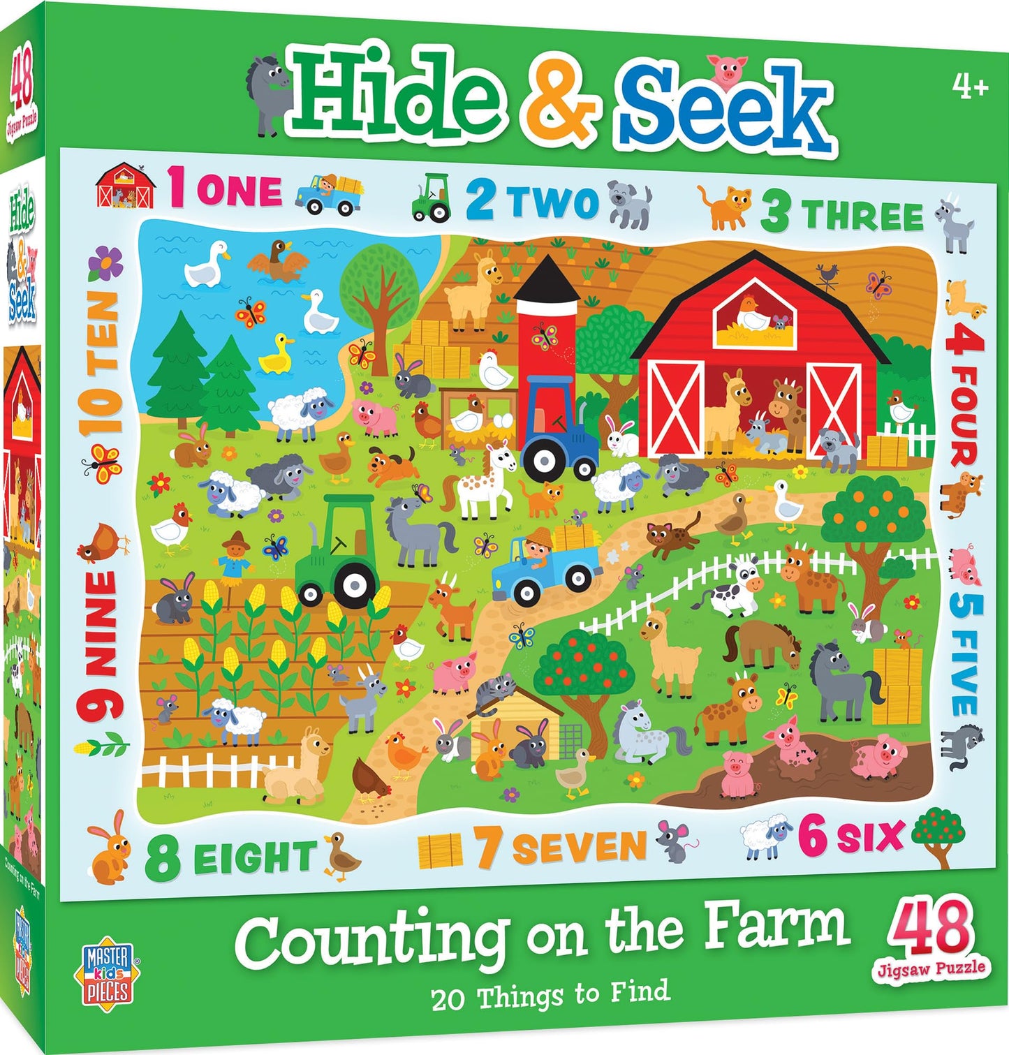 MasterPieces Nature Puzzle - Hide & Seek 48 Piece Jigsaw Puzzle for Kids - Counting on the Farm - 19"x14"