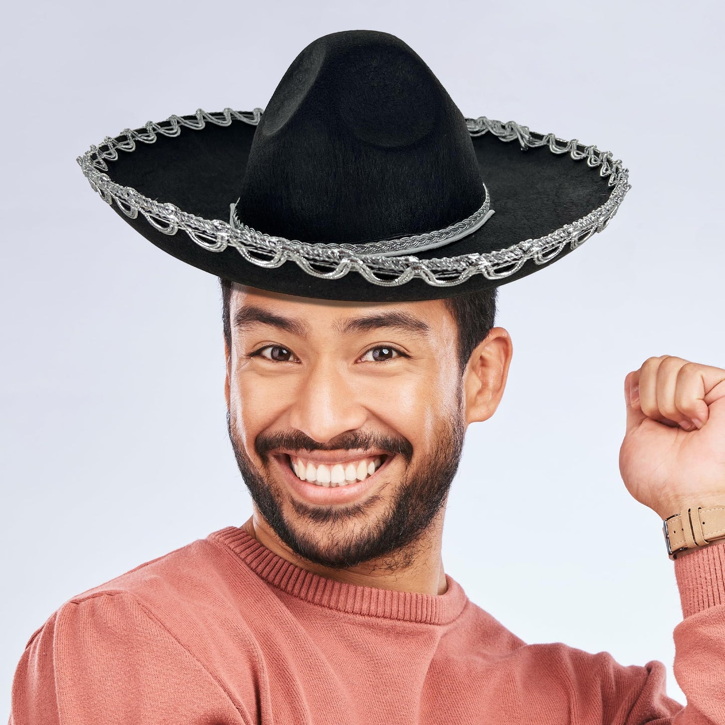 GiftExpress 2 Pack Black Mariachi Sombrero Hat with Silver Trim, Sombrero for Cinco de Mayo, Halloween Costume, Mexican Fiesta Costume
