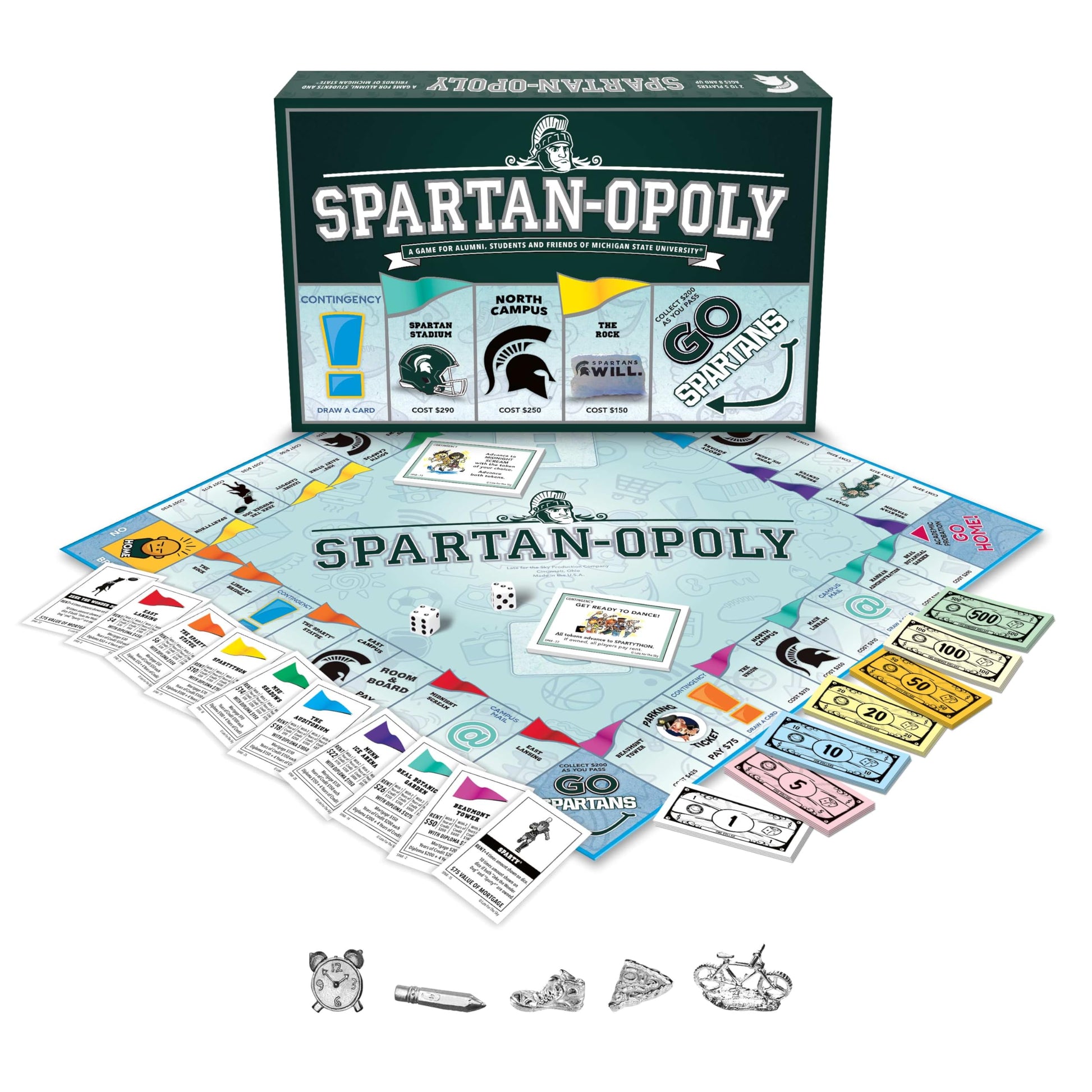 Late for the Sky Spartanopoly Board Game - Michigan State University Edition, 2-6 Players Family Strategy, Campus Theme Collectible