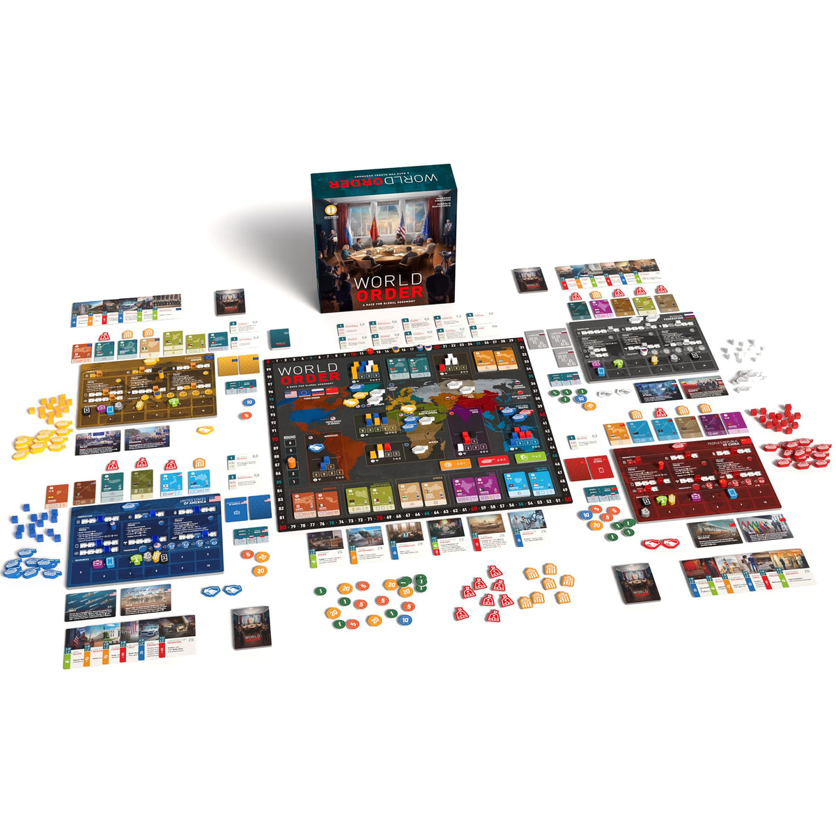 World Order - Political & Economic Events Board Game, Asymmetric Card Driven Play, Global Power Area Control, Deck-Building, Ages 14+, 2-4 Players