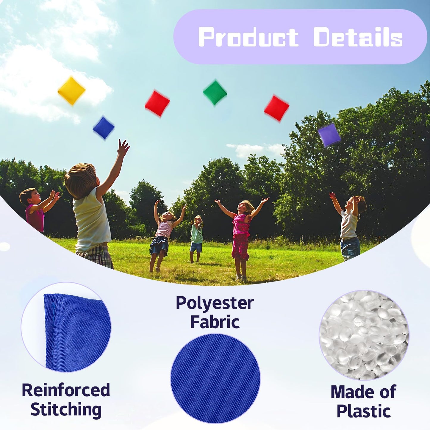 Cptoion 20 Pack Bean Bags, 3.9 x 3.9 Inch, 5 Colors