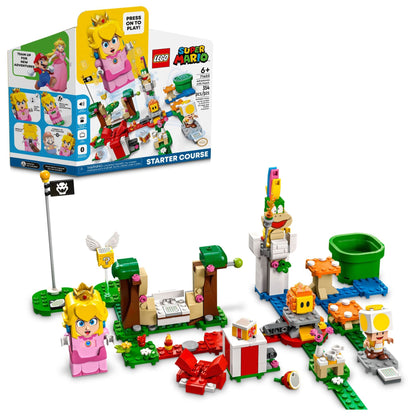 LEGO Super Mario Adventures with Peach Starter Course, Buildable Game, Toy with Interactive Figure, Yellow Toad & Lemmy, Birthday Gift Idea for Kids