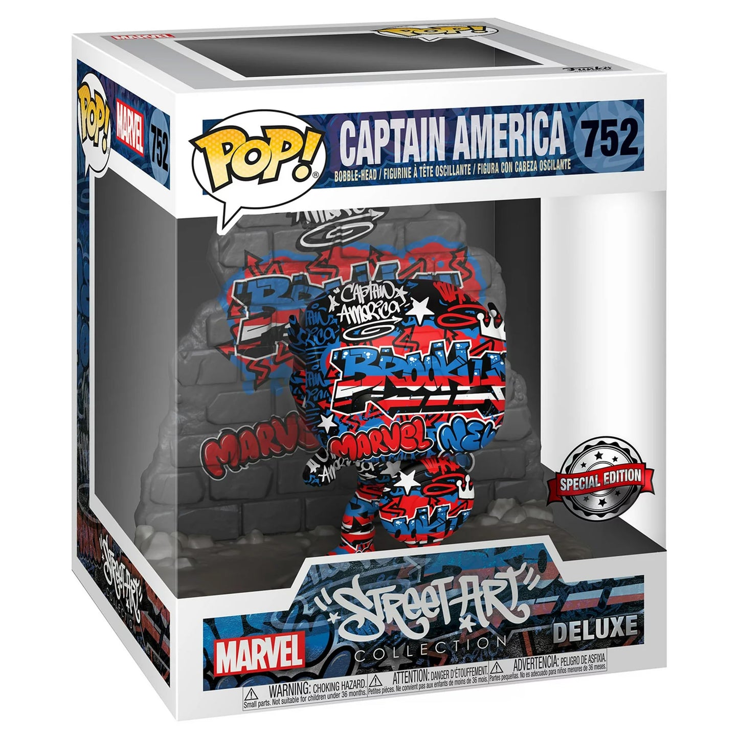 Funko Pop! Deluxe: Marvel - Captain America, Special Edition Multicolo Street Art Gaffiti Collection #752