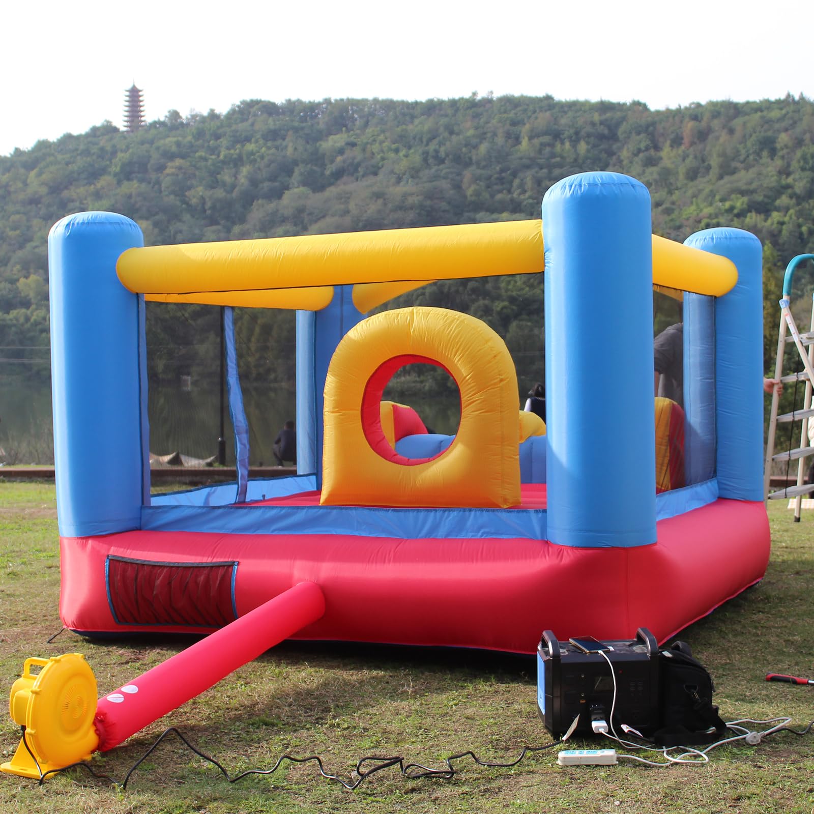 Whubefy Bounce House for Kids 3-6 Big Kids 8-12 w/Double Slide & Obstacle Course, 12 x 9FT Indoor/Outdoor Inflatable Jump 'n Slide with Large Bounce