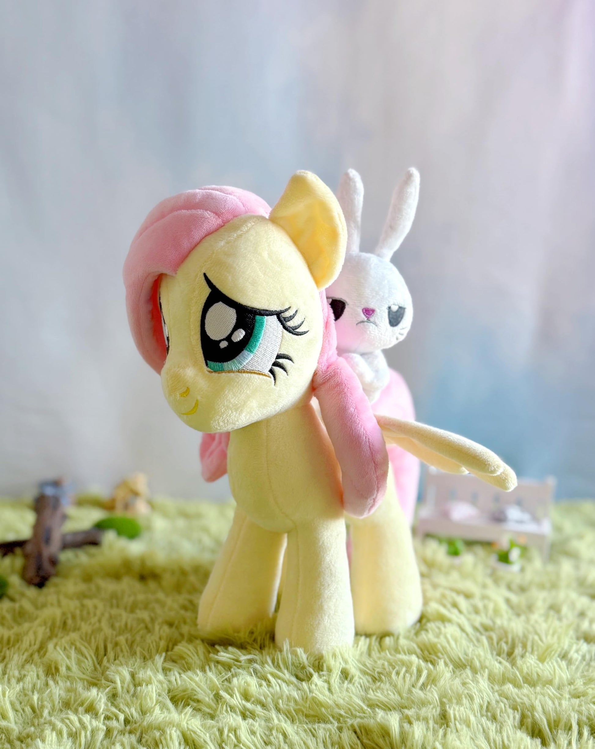 My Little Pony - Fluttershy with Angel Bunny Deluxe Plush Toy - Officially Licensed Product, Soft and Cuddly Collectible for Fans and Collectors