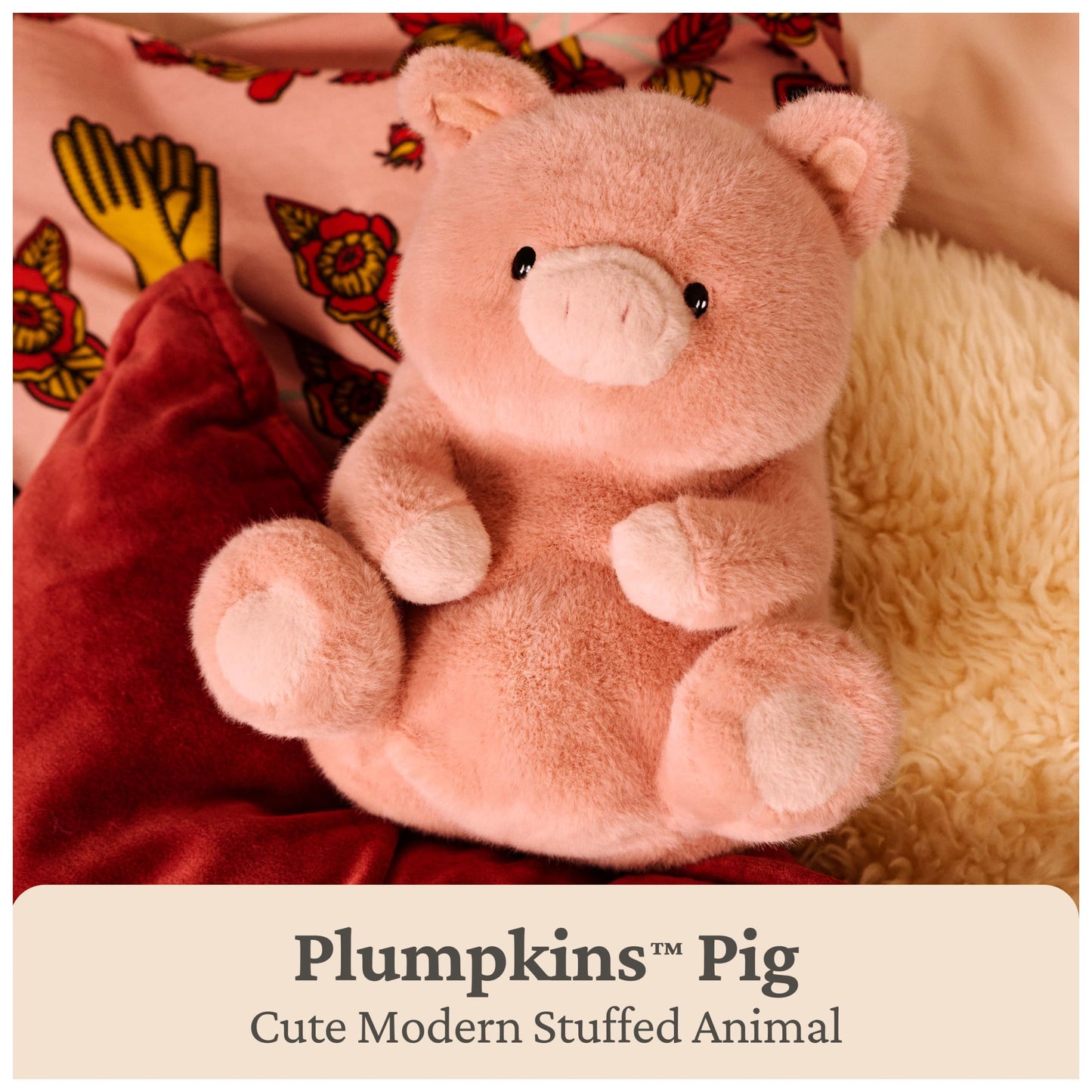 GUND Plumpkins Pig 8-Inch Premium Weighted Bottom Stuffed Animal Plush Toy
