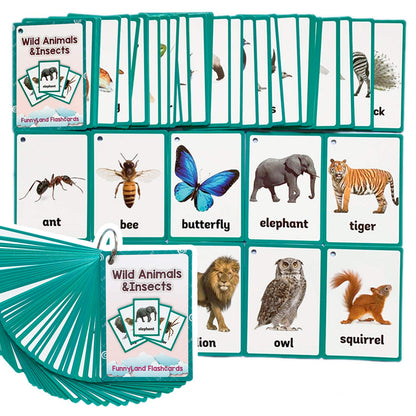 46PCS/Set Wild Animals&Insects Kids Gifts English Flash Cards Pocket Card Educational Learning Baby Toys for Children Pre-Kindergarten