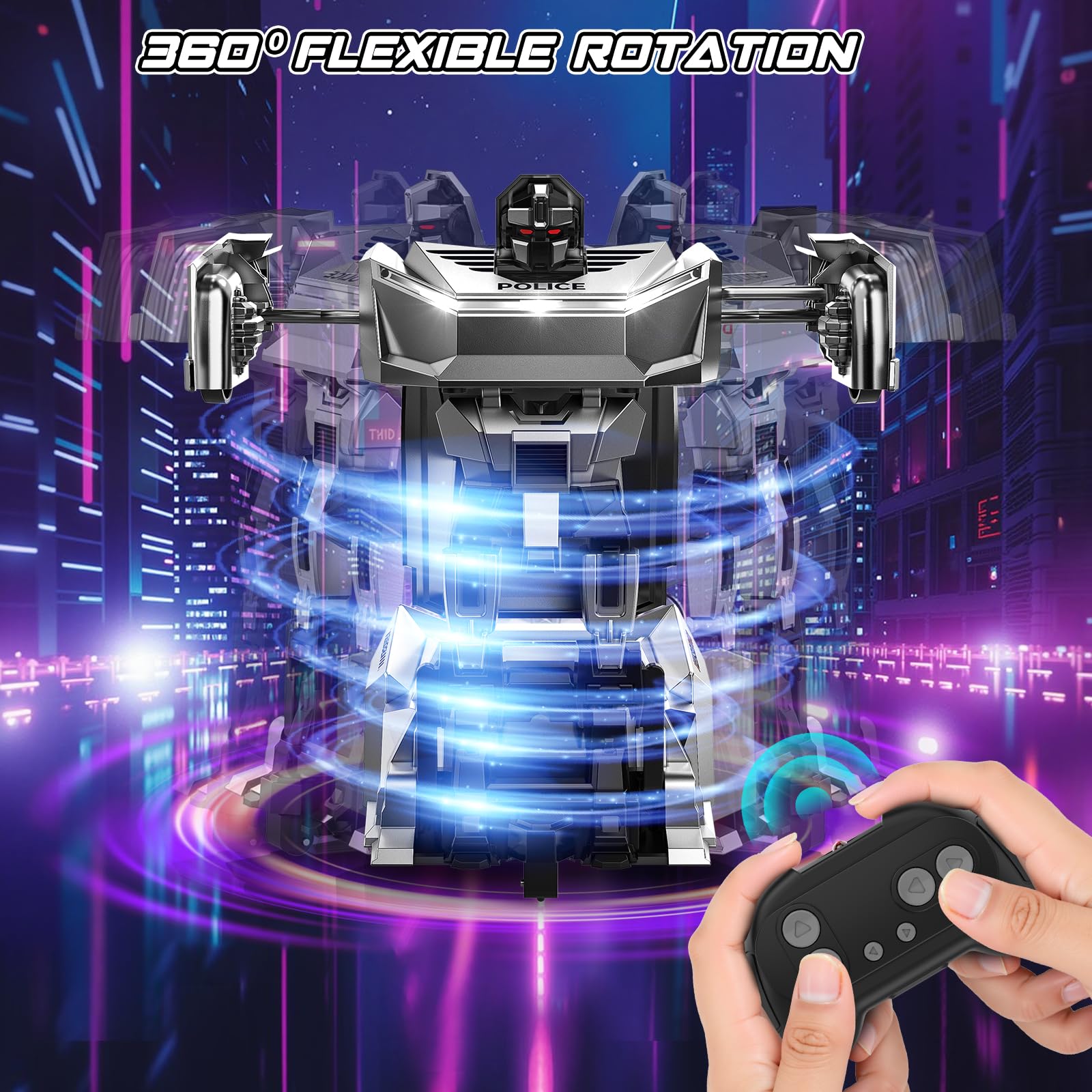 Ovaasy Transform RC Cars Robot, 2.4Ghz 1:18 Scale Remote Control Car Toys for Boys 4-7 8-12, One Button Deformation 360° Rotation Christmas Birthday