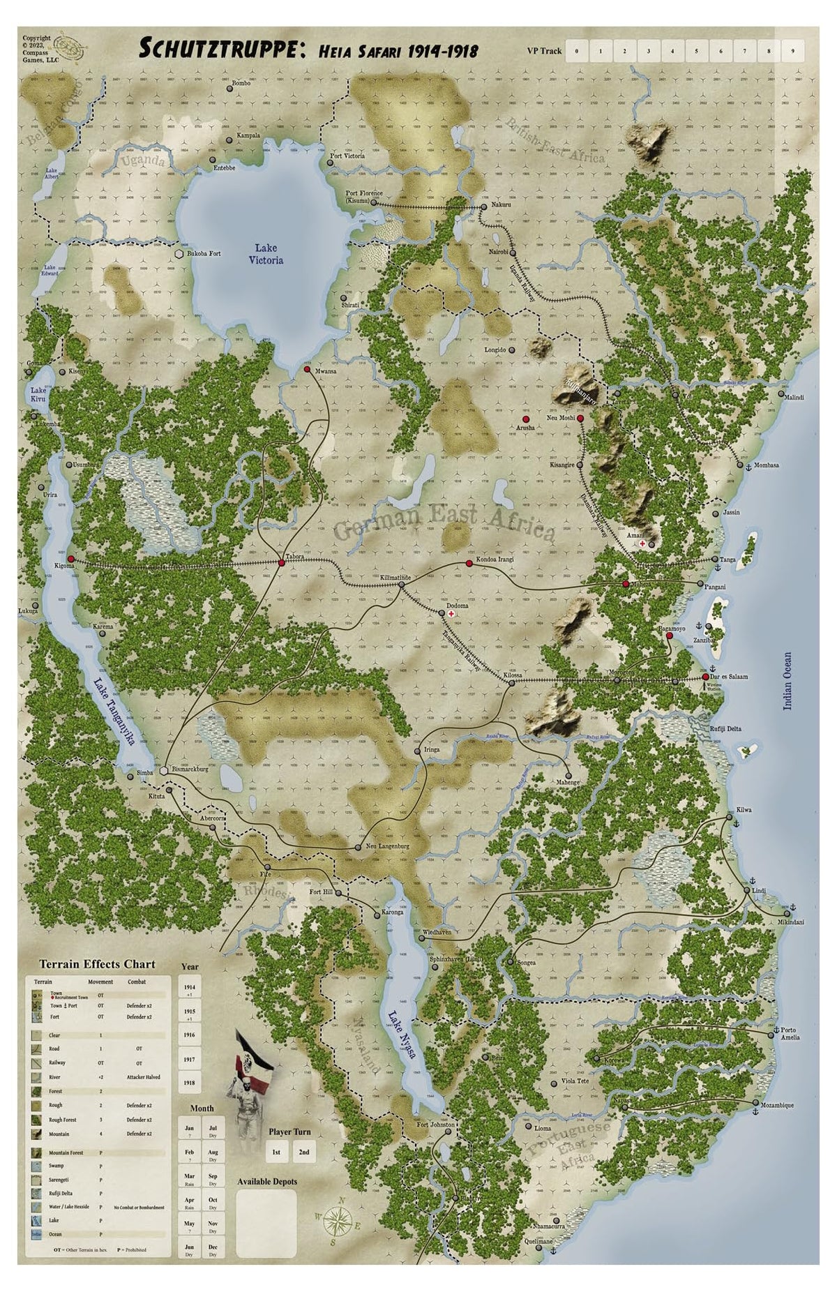Compass Games: Schutztruppe, Heia Safari, 1914-18 Board Game