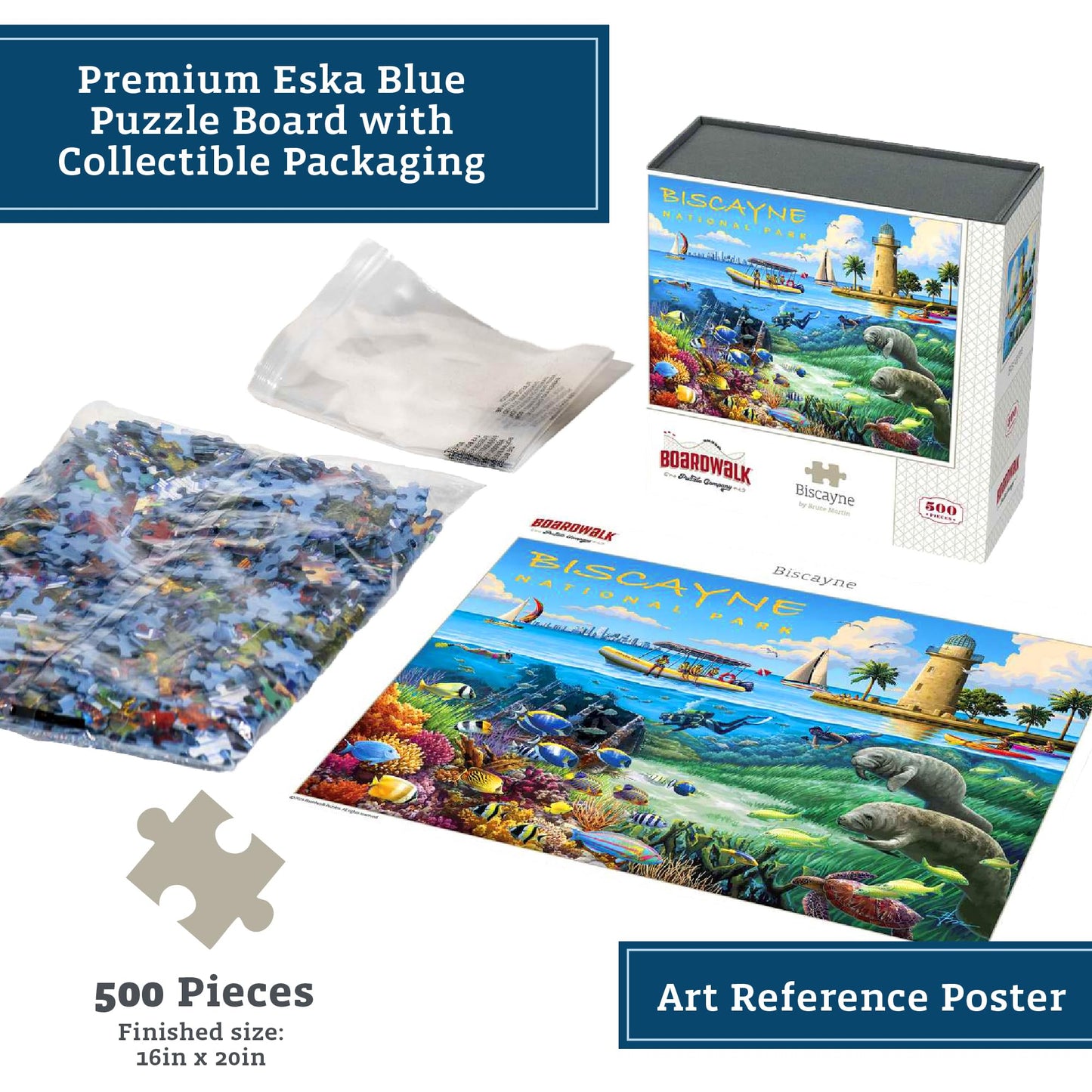 Boardwalk Puzzles Biscayne National Park - 500 Piece Jigsaw Puzzle for Adults, Made in USA