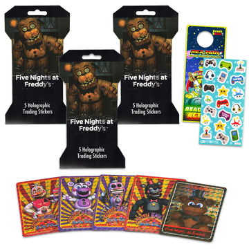 Five Nights at Freddy's Holographic Sticker 3 Pack - Bundle with 3 Five Nights at Freddy's Blind Bags Plus More | Premium Collectible FNAF Character