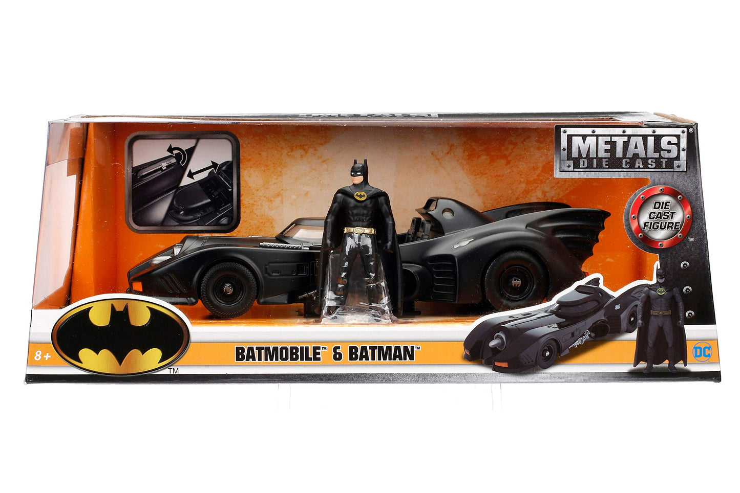 Jada Toys 1:24 1989 Batmobile Die-cast Car with 2.75" Batman Figure, Toys for Kids and Adults