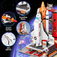 EXCOUP Space Exploration Shuttle Toys, 12-in-1 STEM Aerospace Building Kit Toy, Rocket Building Kit Toy with Launcher, Astronauts, Airplane Rocket
