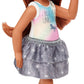 Barbie Club Chelsea Doll (6-inch Brunette) Wearing Unicorn-Themed Graphic and Star Skirt, for 3 to 7 Year Olds
