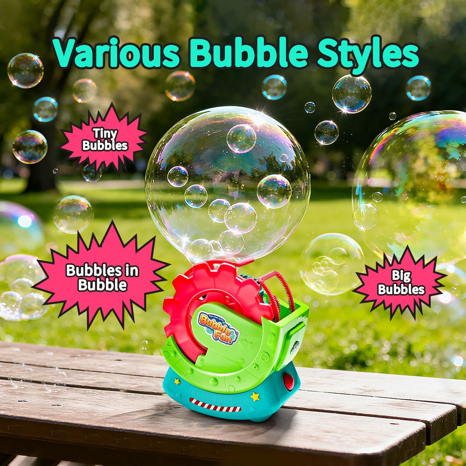 Bubble Machine for Toddlers Kids & Pets, with 8oz Safe Solution, Extra Large & Bubbles in Bubble Maker, Children & Pets Dog Toys Gift, Indoor/Outdoor