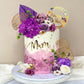 Flower Cake Toppers Purple Cake Decorations with Artificial Flowers Eucalyptu Leaves for Birthday Wedding Supplies (Purple)