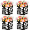 4 Pack 7x7x7.5 Inches Black and White Graduation Centerpiece Boxes with Laser-Cut 'Congrats Grad Class of 2026' Lettering, Perfect for Grad Party