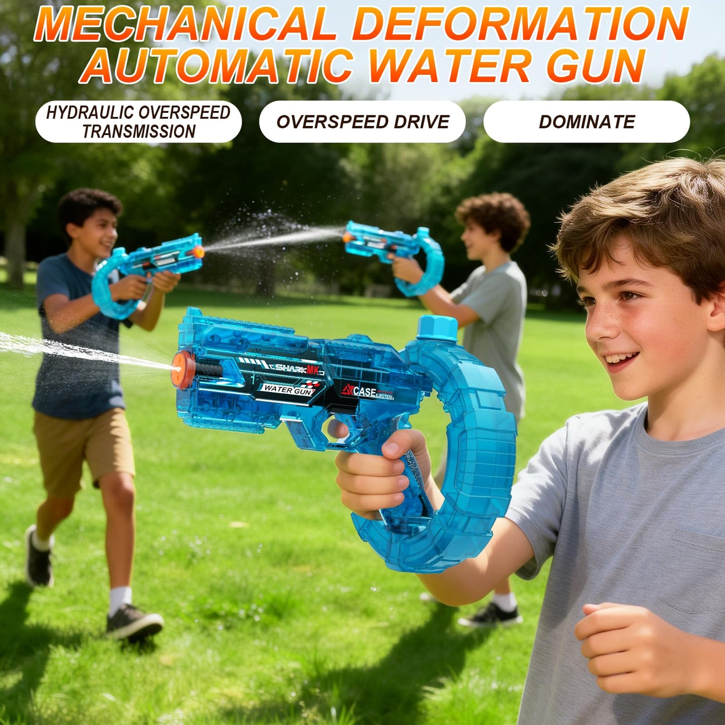 Electric Water Gun Toy, Automatic Water Gun with Strobe Lights - Blue