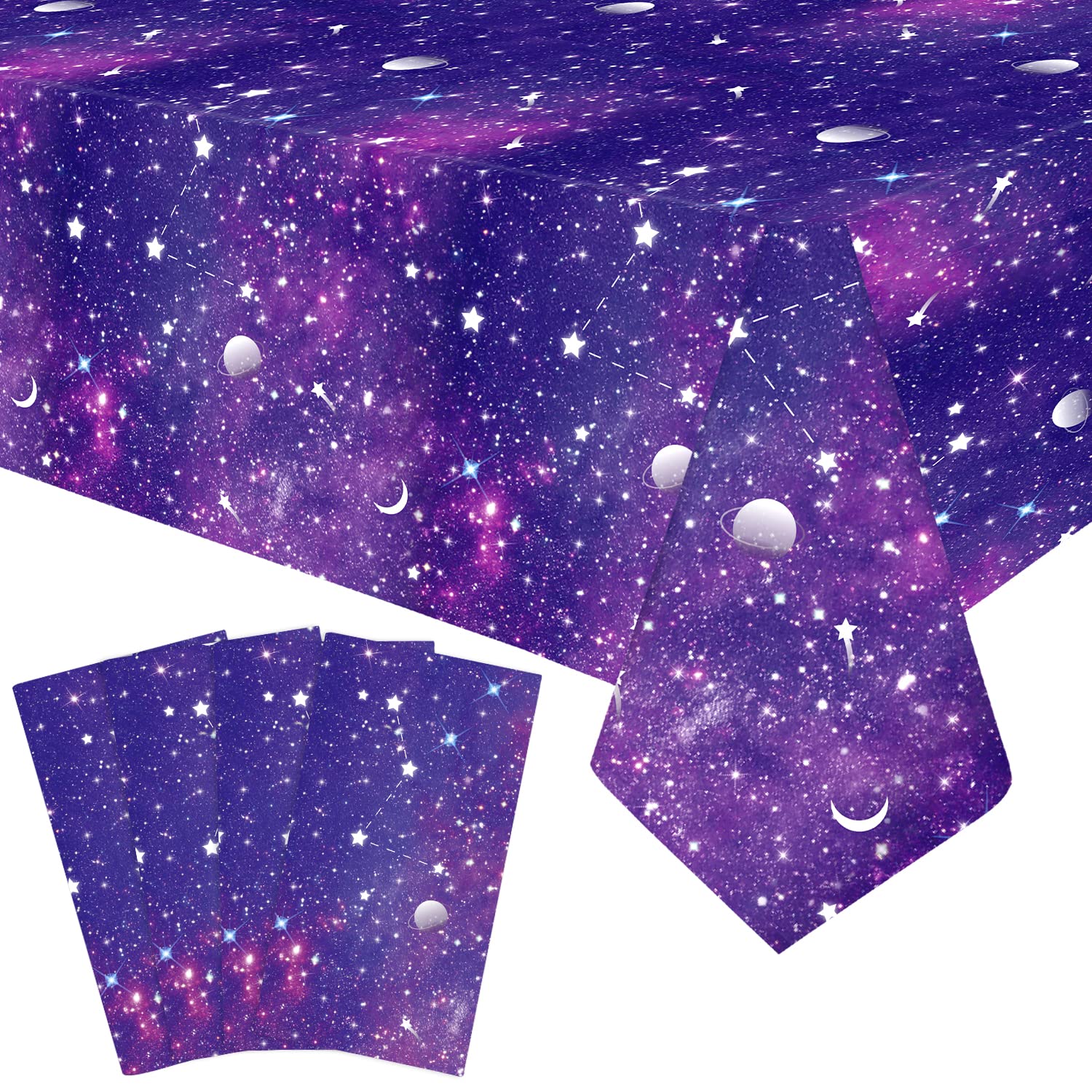 Ywediim 4 Pack Space Galaxy Party Tablecovers, Printed Plastic Stars Tablecloths,Space Stars Theme Party Decorations for Birthday Home Party Favors 86
