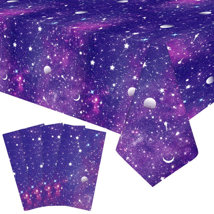 Ywediim 4 Pack Space Galaxy Party Tablecovers, Printed Plastic Stars Tablecloths,Space Stars Theme Party Decorations for Birthday Home Party Favors 86