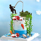 14 Pieces Fisherman Themed Decoration Gone Fishing Cake Topper for Retirement Party Supplies