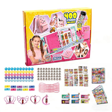 Jreiiolk Sticky Rolls Bracelet Craft Kit - 400 Reusable Mini Stickers Roll, 60-Page Collector Book, 8 Sticker Rolls Accessories | DIY Bracelet