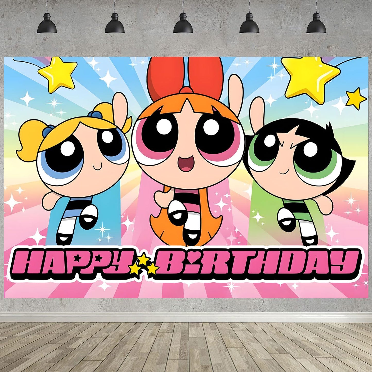 Power Girls Birthday Party Decoration,Power Girls Party Photo Background 5 x 3 FT and 18 Pcs Balloon,Merch Party Backdrop Supplies