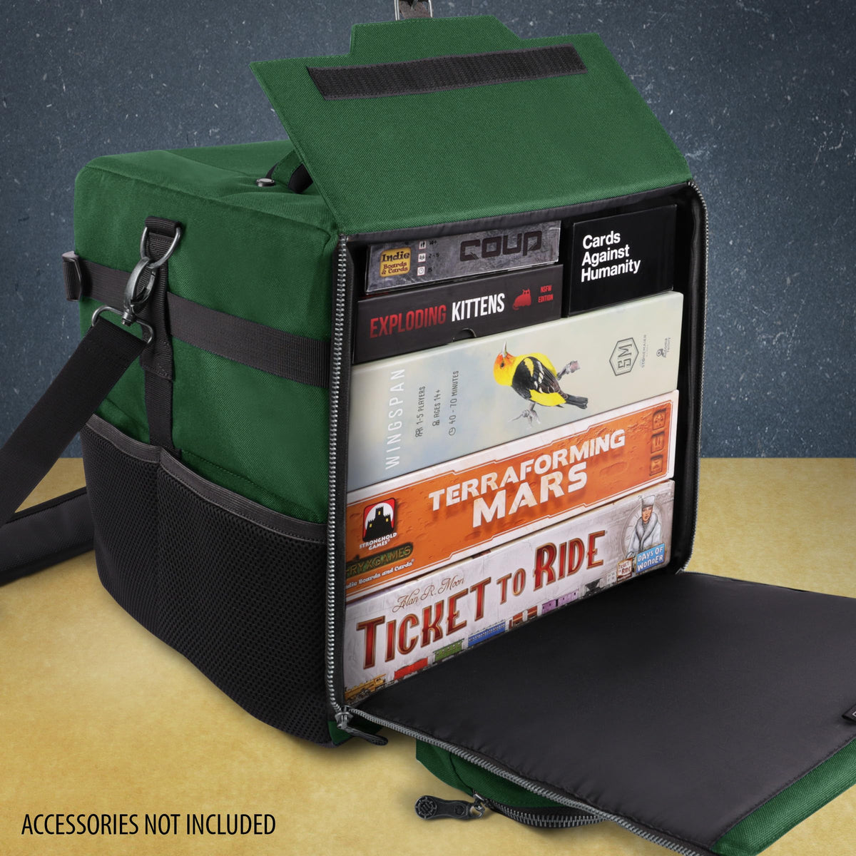 ENHANCE Board Game Shoulder Bag - Collector's Edition Board Game Storage with Shoulder Strap and Accessories Pockets for Dice, Cards, More
