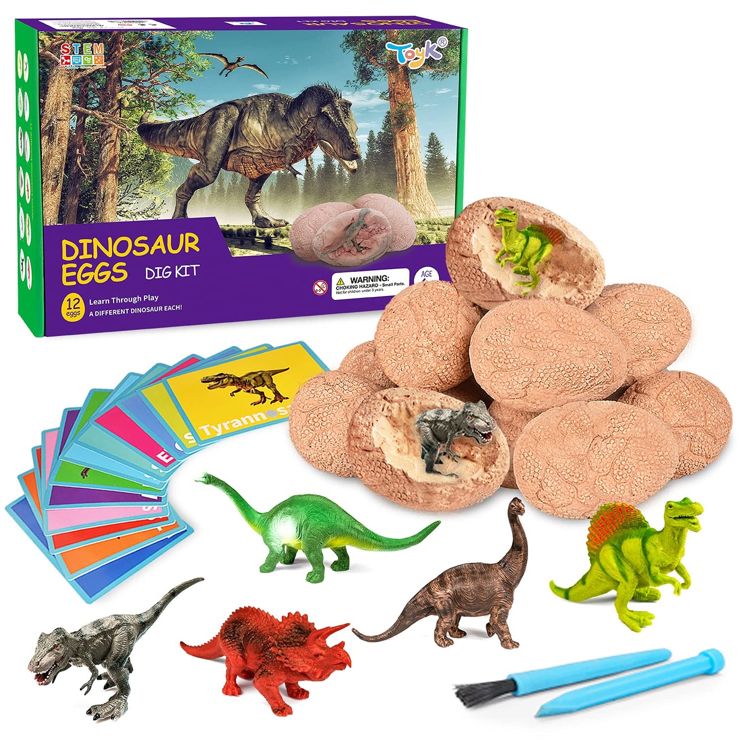 Dig Up Dinosaur Fossil Eggs, Easter Digging Toy for Kids 3-5 6-12