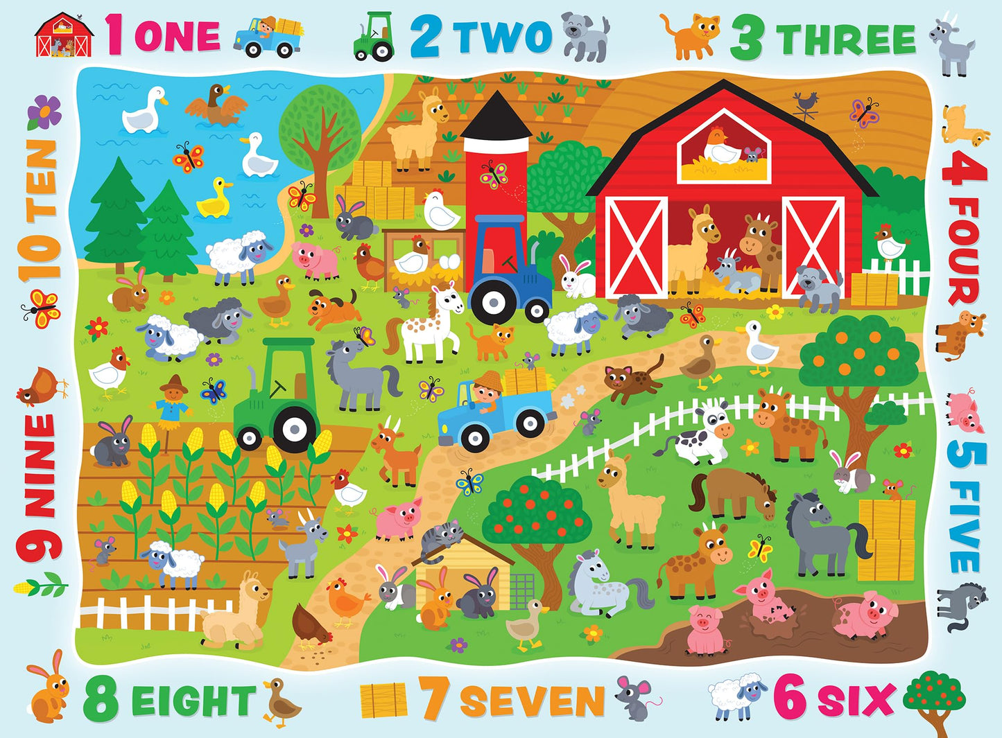 MasterPieces Nature Puzzle - Hide & Seek 48 Piece Jigsaw Puzzle for Kids - Counting on the Farm - 19"x14"