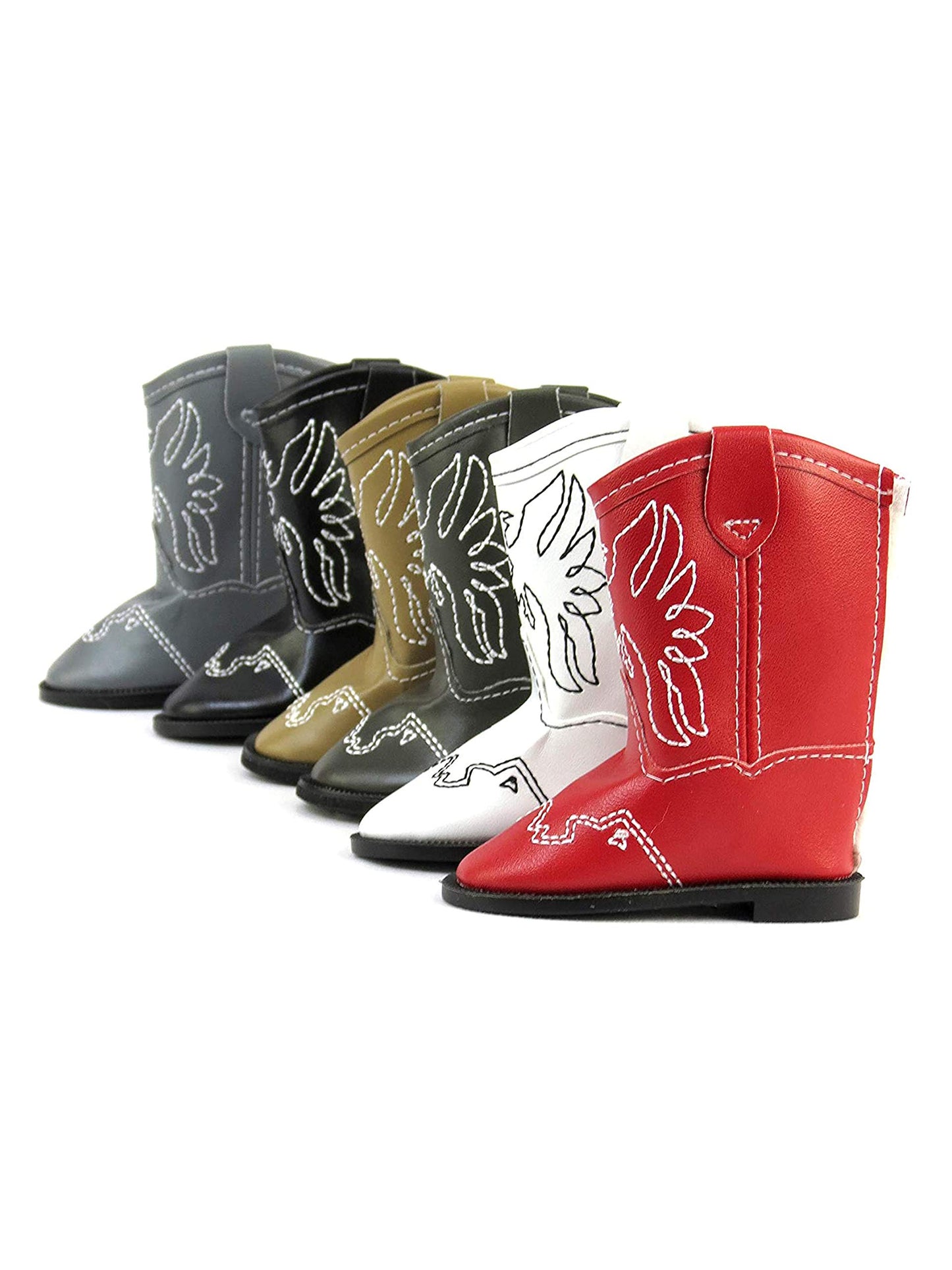 American Fashion World Brown American Eagle Cowgirl Boots for 18-Inch Dolls | Premium Quality & Trendy Design | Dolls Shoes | Shoe Fashion for Dolls
