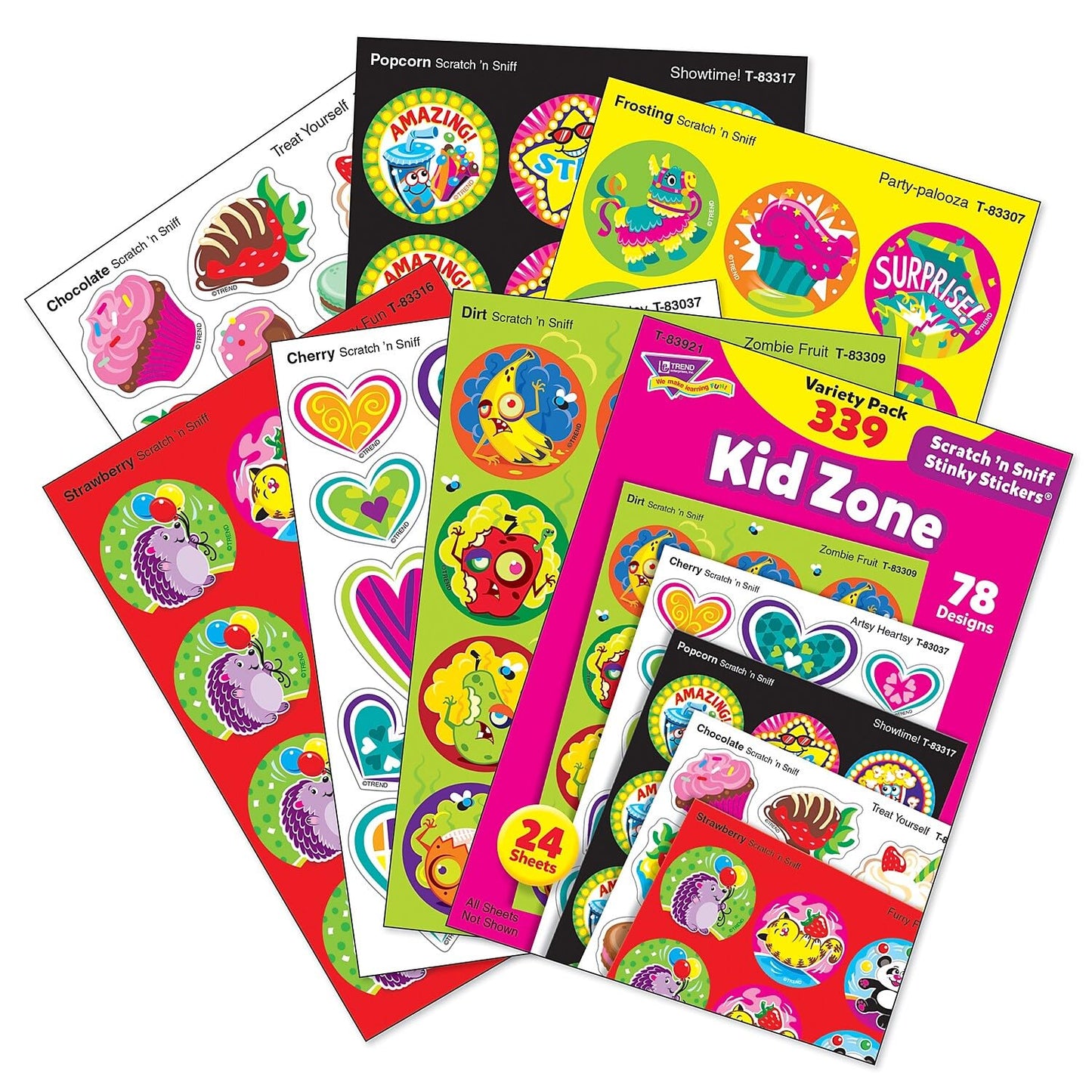 Kid Zone Stinky Stickers Variety Pack by TREND Enterprises, Inc.; 339 ct.; 78 Designs, 8 scents