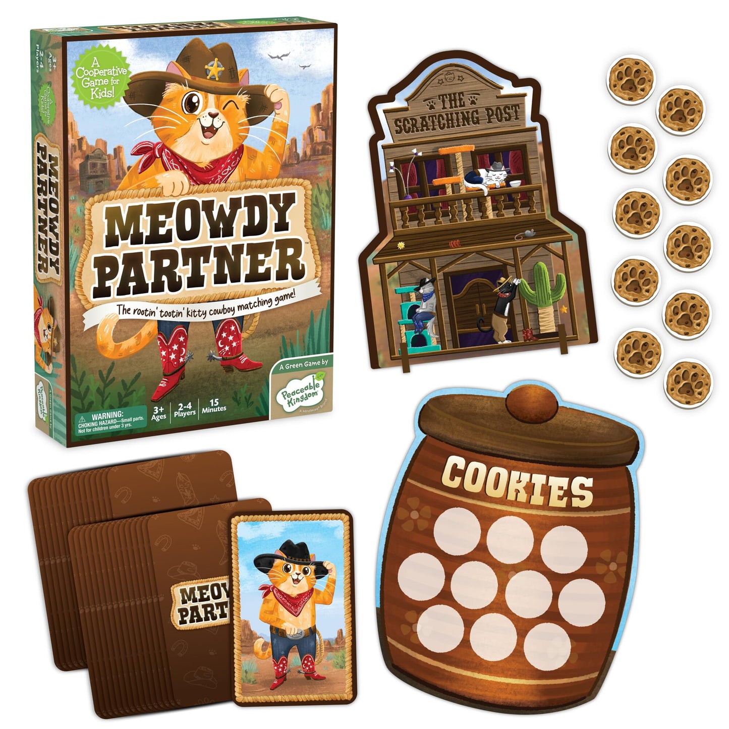 Peaceable Kingdom Meowdy Partner Cooperative Matching Game, Preschool Memory and Observation Game for Kids Ages 3-5, Team Based Gameplay with Cards