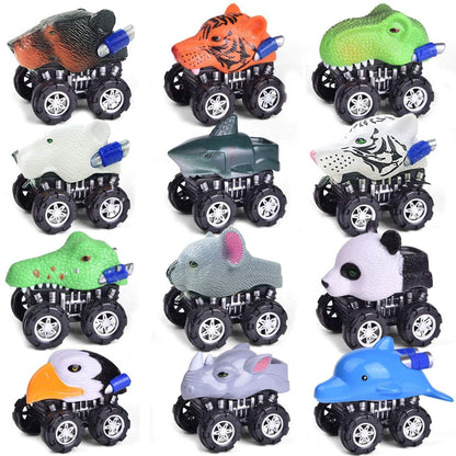 Liberty Imports 12 Pack Monster Truck Pull Back Cars, Large Animal Toy Pullback Racers Vehicles Party Favors Play Set for Kids, Boys, Toddlers