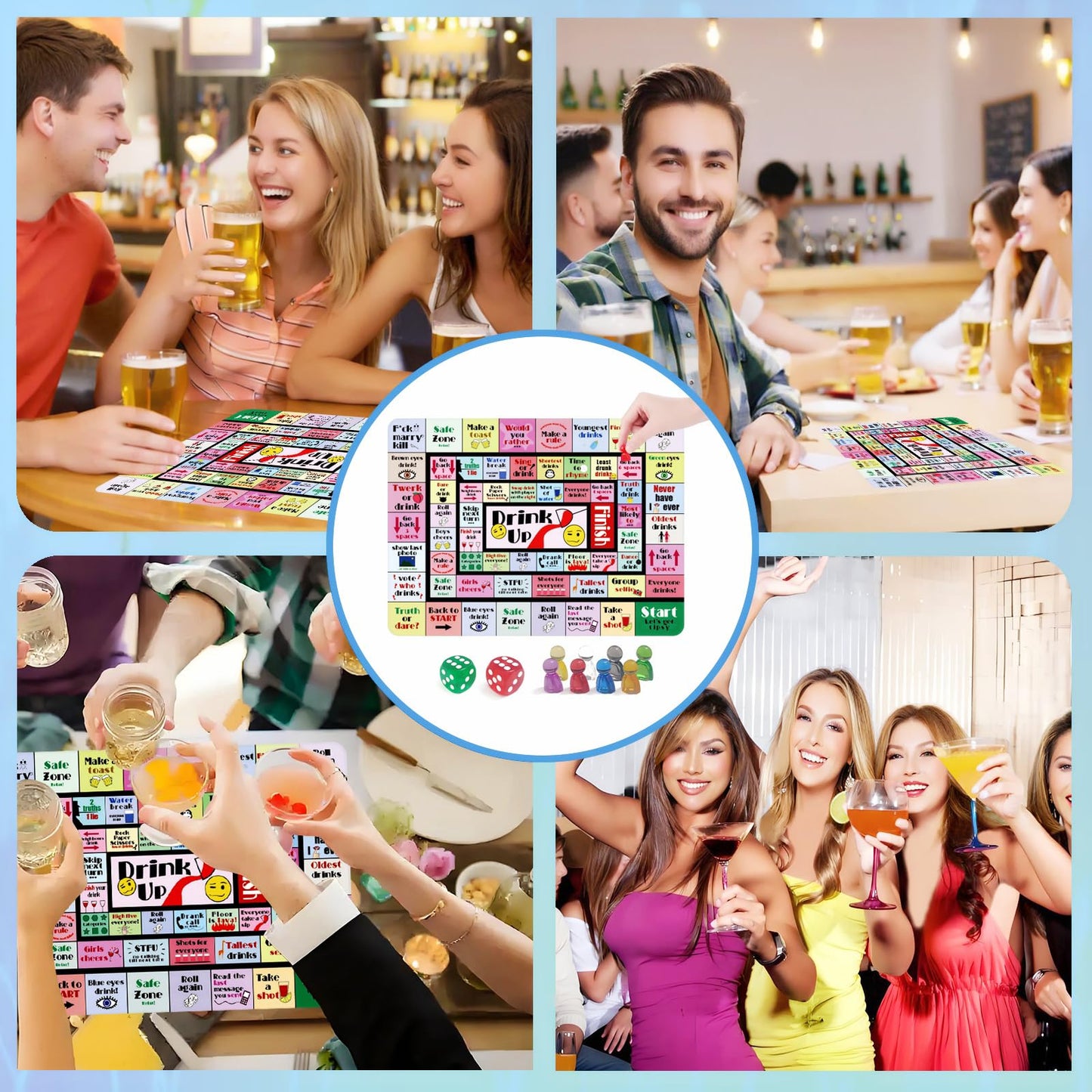 gzaymng Drinking Board Games for Adults, Rubber Mat Drinking Board Game, Funny Party Drinking Games for Game Night, Birthday, Family Play or Any