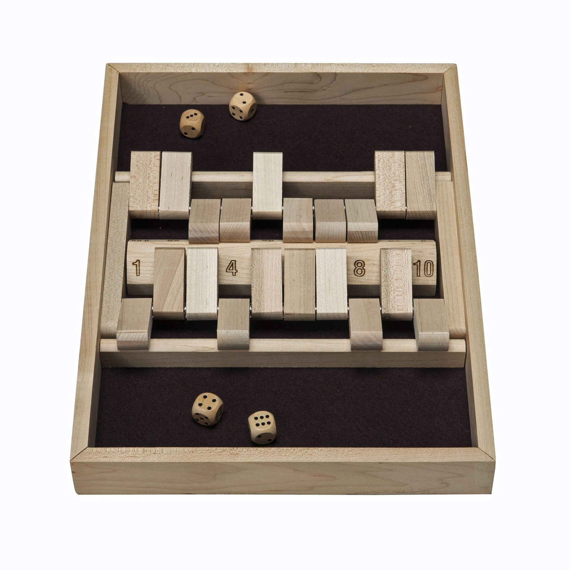 WE Games Wooden Shut the Box Game 2 Player, Double-Sided Shut the Box Game 10 Number Flips Tiles, Dice Games for Adults, Classic Pub Games & Tabletop