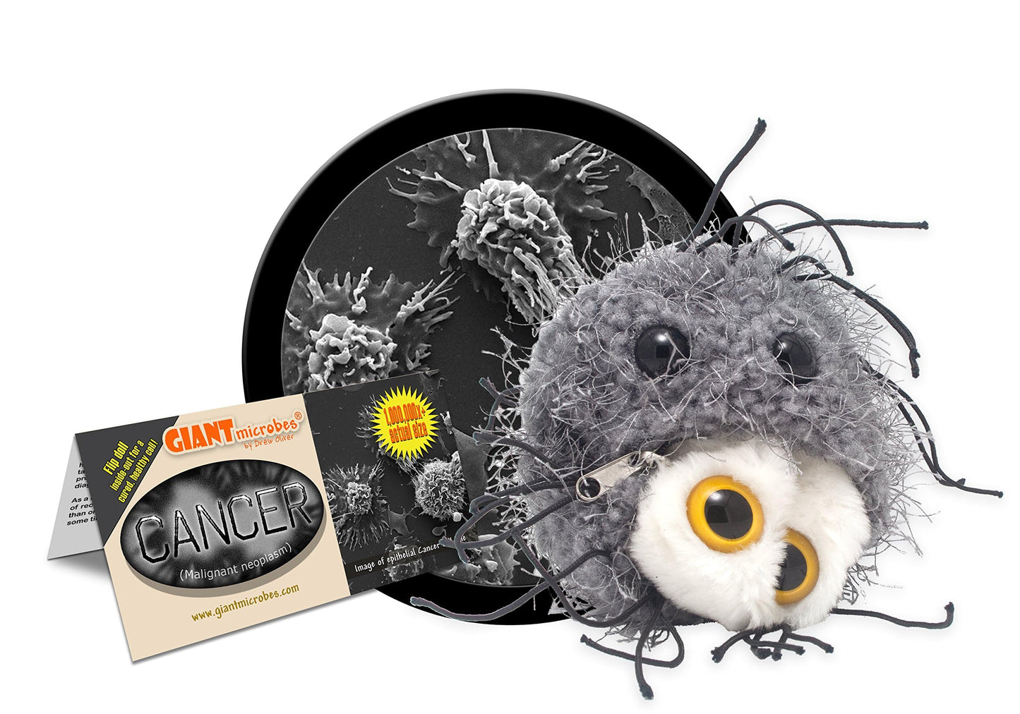 GIANT MICROBES Cancer Plush, Transforms to Healthy Cell, Inspirational Comfort & Recovery Gift for Chemo Patients, Cancer Care Gifts, Child Life