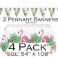 Oojami Flamingo Tablecloths 4 Pack - Tropical Birthday Party Decorations, Hawaiian Luau Plastic Table Covers, Disposable & Waterproof, 54 x 108 Inch