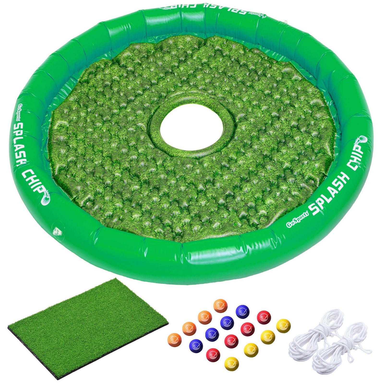 GoSports Splash Chip Floating Golf Game - Includes Chipping Target, 16 Foam Golf Balls, 1 Chipping Mat and Tethering Ropes