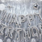 Silver Happy Birthday Banner Balloon Aluminum Foil 16 Inch Letter,10 Inch Five Pointed Star Four Pointed Star Suitable for Kids, Men, Women, Boys