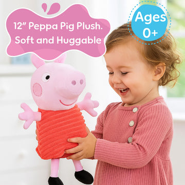 Kids Preferred Peppa Pig 12" Plush, Babies 0 Months and Up, Super Soft, Beans in Bum, Embroidered Details, Ideal for Baby Shower and Expecting Parents