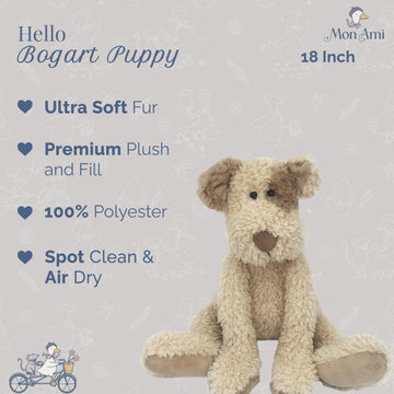 MON AMI Bogart Shaggy Puppy Plush Toy, 18-Inch Soft Cuddly Dog Toy Gift