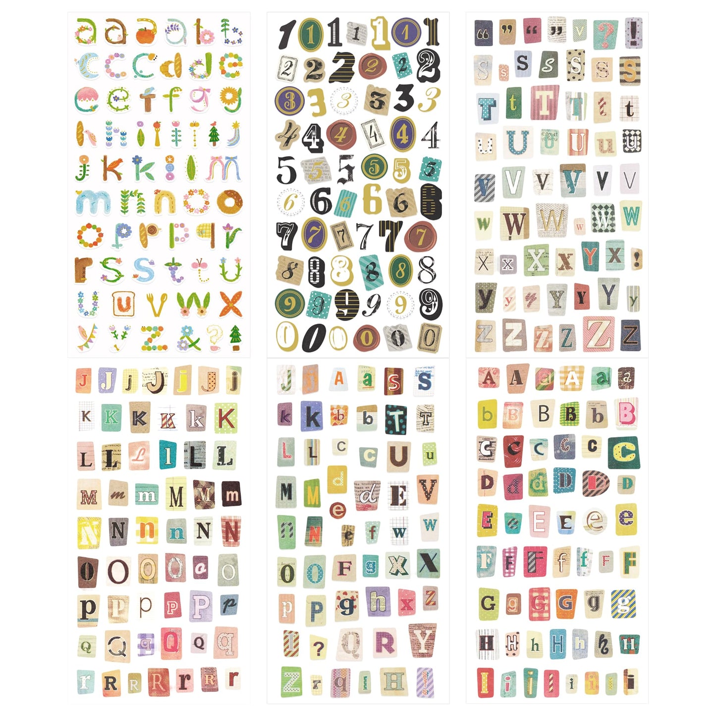 48 Sheets Vintage Letter Stickers for Scrapbooking Supplies, 2776 Pcs Self-Adhesive Vinyl Cute Alphabet Number Decals for Junk Journal Scrapbook
